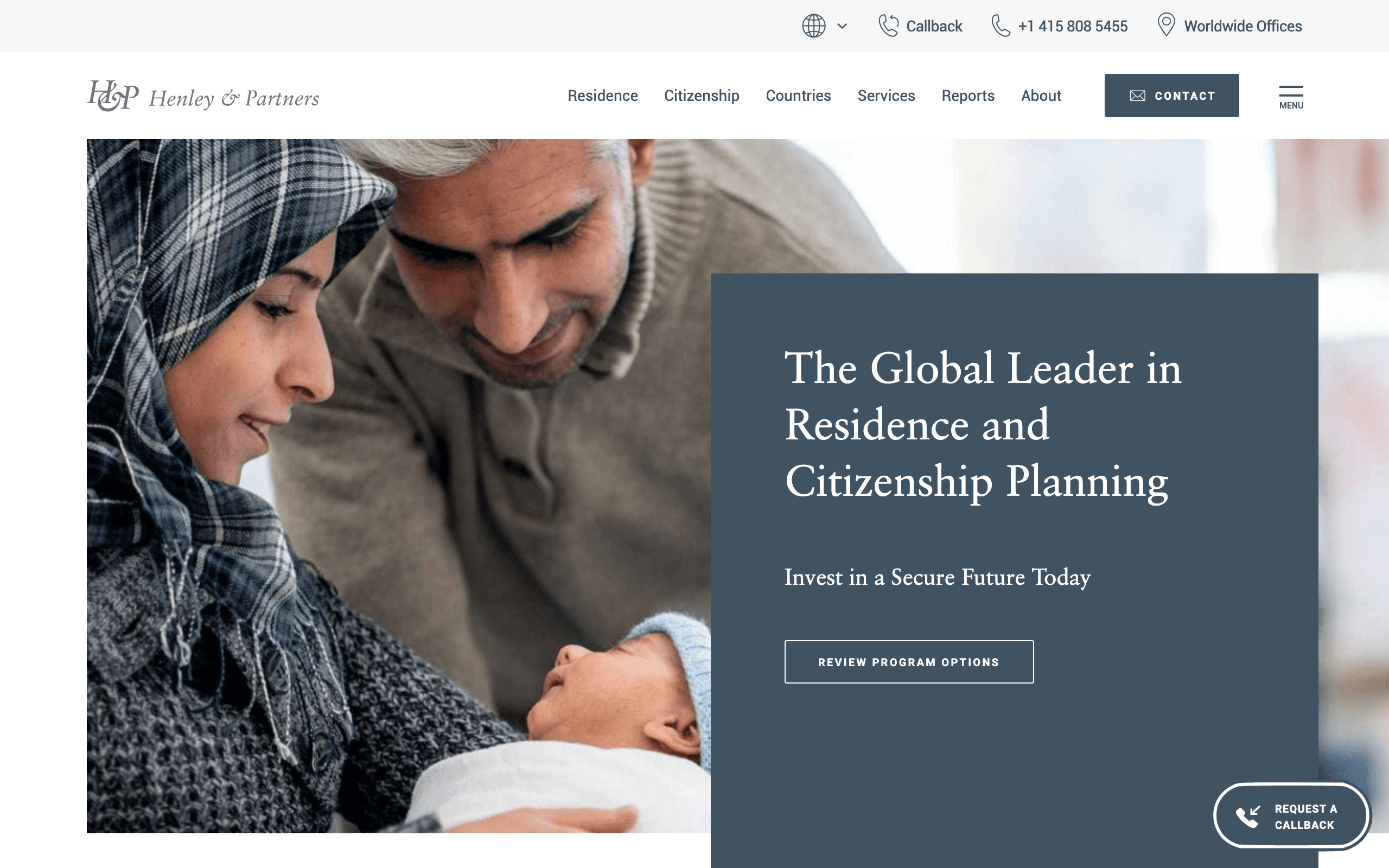 Henley & Partners homepage showing its global residence and citizenship by investment advisory